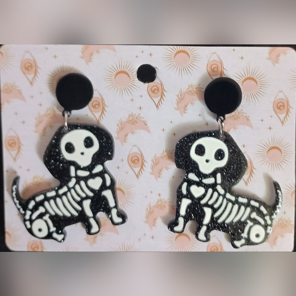 Black and White Skeleton Earrings